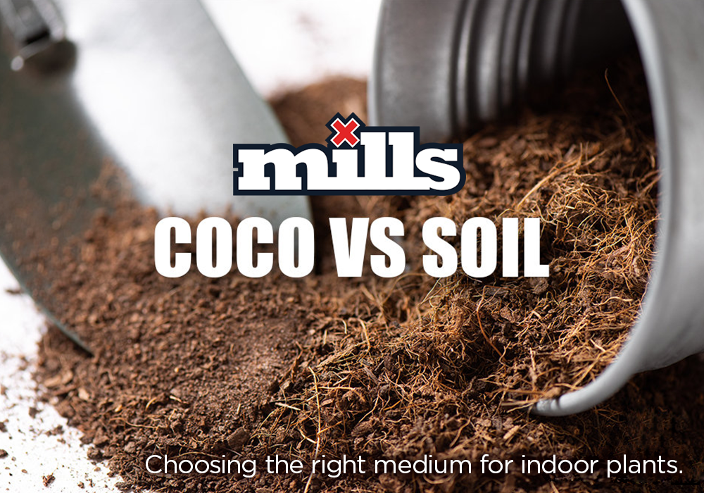 Branded Mills Nutrients image showing coco vs soil text overlay
